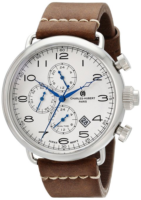 Picture of Charles-Hubert Paris Men&apos;s Stainless Steel Dual Time Quartz Watch
