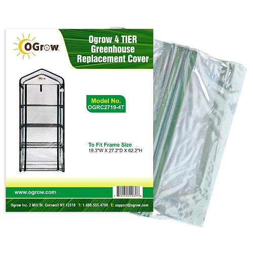 Ogrow 4 TIER Greenhouse Replacement Cover - To Fit Frame Size 19.3''W X 27.2''D X 62.2''H