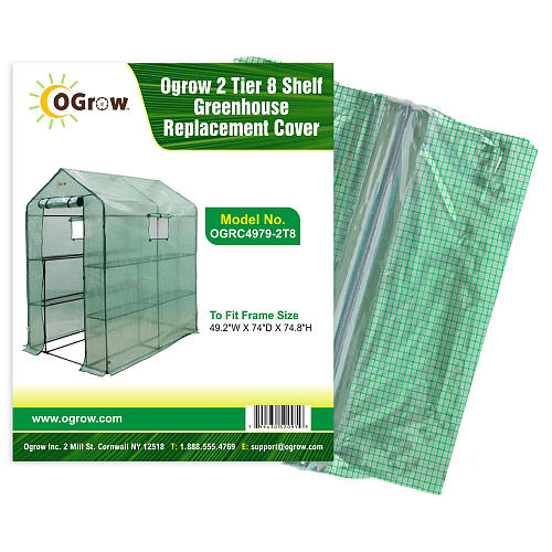 Picture of Ogrow 2 Tier 8 Shelf Greenhouse PE Replacement Cover - To Fit Frame Size 49.2&apos;&apos;W X 74&apos;&apos;D X 74.8&apos;&apos;H