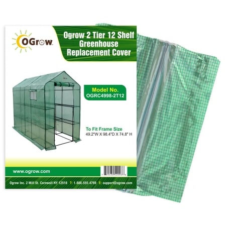 Picture of Ogrow 2 Tier 12 Shelf Greenhouse PE Replacement Cover - To Fit Frame Size 49.2&apos;&apos;W X 98.4&apos;&apos;D X 74.8&apos;&apos;H