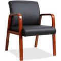 Lorell Black Leather Wood Frame Guest Chair Lorell Black Leather Wood Frame Guest Chair