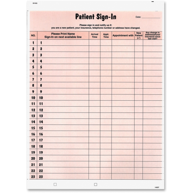 Picture of Tabbies Patient Sign-In Label Forms