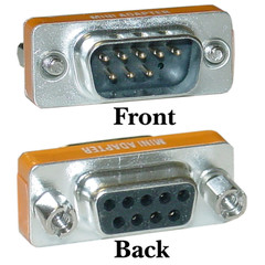 Mini Null Modem Adapter- DB9 Male to DB9 Female