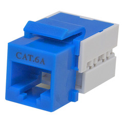 Cat6a Keystone Jack, Blue, RJ45 Female to 110 Punch Down