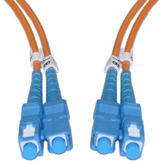 SC/UPC OM1 Duplex 2.0mm Fiber Optic Patch Cord, OFNR, Multimode 62.5/125, Orange Jacket, Beige