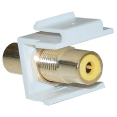 Keystone Insert, White, RCA Female Coupler (Yellow RCA)