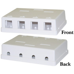 Blank Surface Mount Box for Keystones- 4 Hole- White
