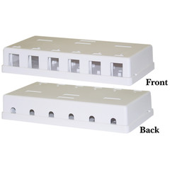 Blank Surface Mount Box for Keystones- 6 Hole- White