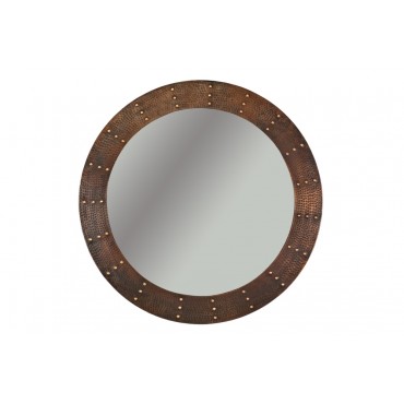 Picture of 34&apos;&apos; Hand Hammered Round Copper Mirror with Hand Forged Rivets