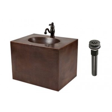 Picture of 24&apos;&apos; Hand Hammered Copper Wall Mount Vanity with Single Faucet Hole