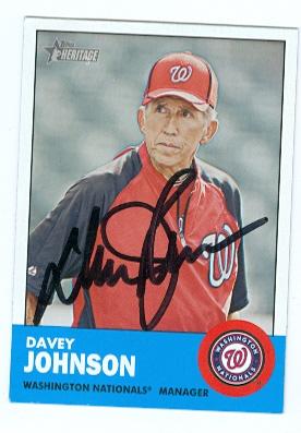 Picture of Davey Johnson autographed baseball card (Washington Nationals) 2012 Topps Heritage No.402
