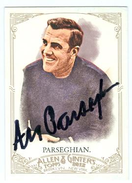 Picture of Ara Parseghian autographed football card (Notre Dame Fighting Irish Coach) 2012 Topps Allen and Ginters No.184