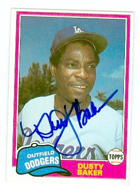 Picture of Dusty Baker autographed baseball card (Los Angeles Dodgers) 1981 Topps No.495