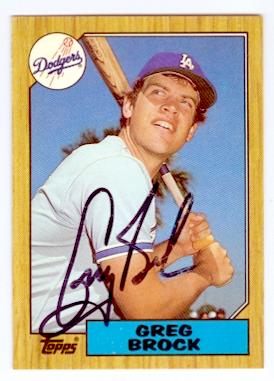Picture of Greg Brock autographed baseball card (Los Angeles Dodgers) 1987 Topps No.26 Tiffany