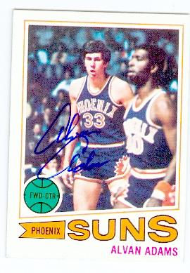 Picture of Alvan Adams autographed basketball card (Phoenix Suns) 1977 Topps No.95