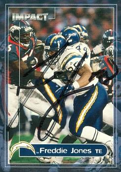 Picture of Freddie Jones autographed football card (San Diego Chargers) 2000 Skybox Impact No.103