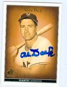 Picture of Alvin Dark autographed Baseball Card (New York Giants) 2002 Upper Deck Legendary Cuts No.2
