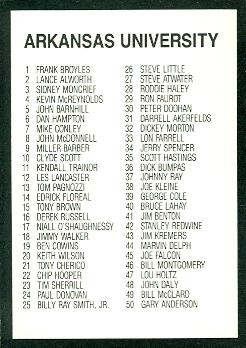Checklist Trading Card (Arkansas) 1991 Collegiate Collection No.100
