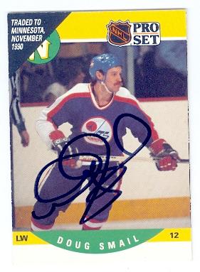 Doug Smail autographed hockey card (Winnipeg Jets traed to Minnesota North Stars) 1990 Pro Set No.462 -  Autograph Warehouse, 108387