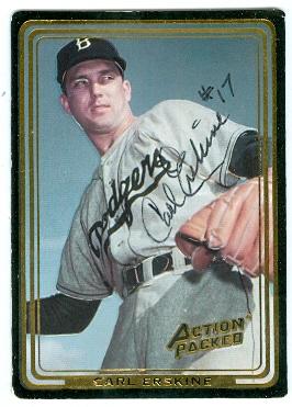 Carl Erskine autographed baseball card (Brooklyn Dodgers) 1992 Action Packed No.54 -  Autograph Warehouse, 108770