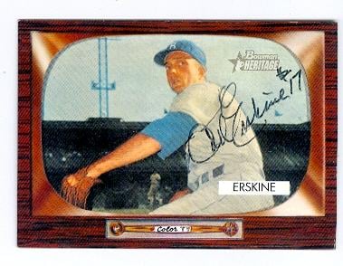 Carl Erskine autographed baseball card (Brooklyn Dodgers) 2004 Topps Bowman Heritage No.170 -  Autograph Warehouse, 108776