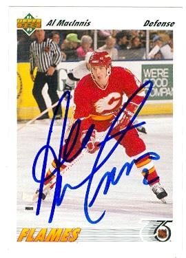 Picture of Al MacInnis autographed Hockey Card (Calgary Flames) 1992 Upper Deck No.243