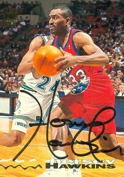 Picture of Hersey Hawkins autographed Basketball Card (Philadelphia 76ers) 1993 Topps Stadium Club No.25