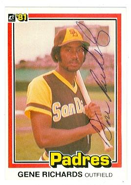 Picture of Gene Richards autographed baseball card (San Diego Padres) 1981 Donruss No.4