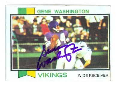 Picture of Gene Washington autographed football card (Minnesota Vikings) 1973 Topps No.359