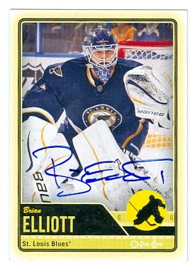 Picture of Brian Elliott autographed hockey card (St Louis Blues) 2012 O-Pee-Chee No.486