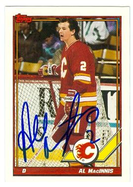 Picture of Al MacInnis autographed hockey card (Calgary Flames) 1991 Topps No.491