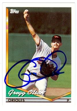 Picture of Gregg Olson autographed baseball card (Baltimore Orioles) 1994 Topps No.723