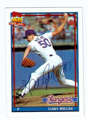 Picture of Gary Mielke autographed baseball card (Texas Rangers) 1991 Topps No.54