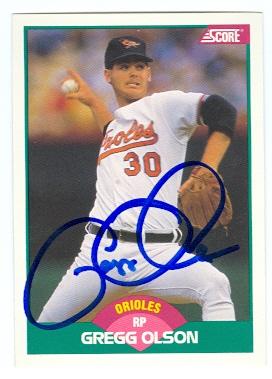 Picture of Gregg Olson autographed baseball card (Baltimore Orioles) 1989 Score No.96T
