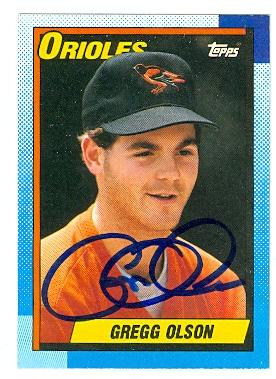 Picture of Gregg Olson autographed baseball card (Baltimore Orioles) 1990 Topps No.655