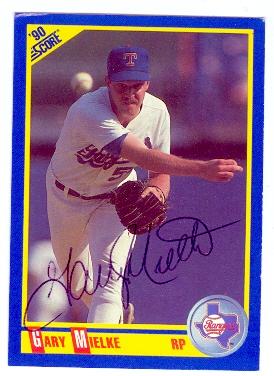 Picture of Gary Mielke autographed baseball card (Texas Rangers) 1990 Score No.574