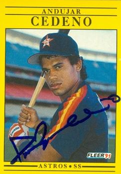 Picture of Andujar Cedeno autographed Baseball Card (Houston Astros) 1991 Fleer No.502 rookie