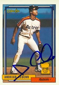 Picture of Andujar Cedeno autographed Baseball Card (Houston Astros) 1992 O-Pee-Chee All Star Rookie No.288