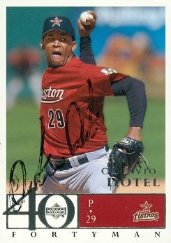 Picture of Octavio Dotel autographed Baseball Card (Houston Astros) 2003 Upper Deck Fortyman No.369 signature smudged