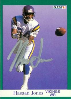 Picture of Hassan Jones autographed football card (Minnesota Vikings) 1991 Fleer No.283