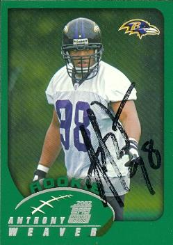 Picture of Anthony Weaver autographed football card (Baltimore Ravens) 2002 Topps Rookie No.364 weak signature