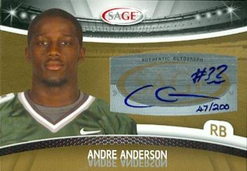 Picture of Andre Anderson autographed Football Card (Tulane) 2010 SAGE No.A3 Rookie
