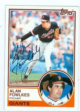 Picture of Alan Fowlkes autographed baseball card (San Francisco Giants) 1983 Topps No.543