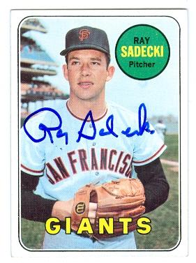 Ray Sadecki 1969 Topps No.125 Autographed Baseball Card (San Francisco Giants)