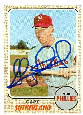 Picture of Gary Sutherland autographed baseball card (Philadelphia Phillies) 1968 Topps No.98
