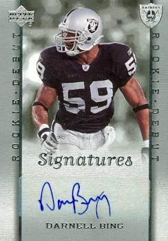 Picture of Darnell Bing autographed Football Card (Oakland Raiders) 2006 Upper Deck Rookie Debut No.233