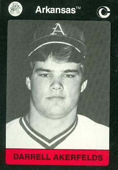 Darrel Akerfelds Baseball Card (Arkansas) 1991 Collegiate Collection No.31