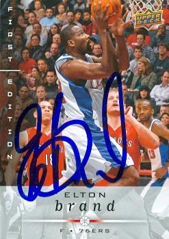 Elton Brand autographed Basketball Card Philadelphia 76ers 2008 Upper Deck No77