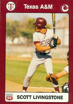 Scott Livingstone Baseball Card (Texas A&M) 1991 Collegiate Collection No.17