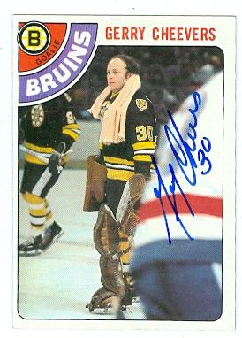 Picture of Gerry Cheevers autographed hockey card (Boston Bruins) 1979 O-Pee-Chee No.140